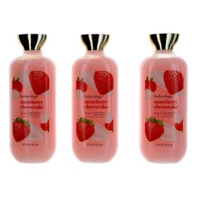 Strawberry Cheesecake by Bodycology, 3 Pack 16 oz 2 in 1 Body Wash & Bubble Bath for Women