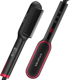 Hair Straightener Brush, One-Step Straightening Brush With 50M Negative Ions, 13 Temp Settings & LED Display, Dual Voltage, Straightening Comb With An