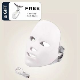 Skin Care Led Mask 7 Colours LED Light Therapy Face Beauty Deviteces Skin Rejuvenation Home Face Lifting Whining Beauty Device with Free Gift (Color: White, Quantity: 2)